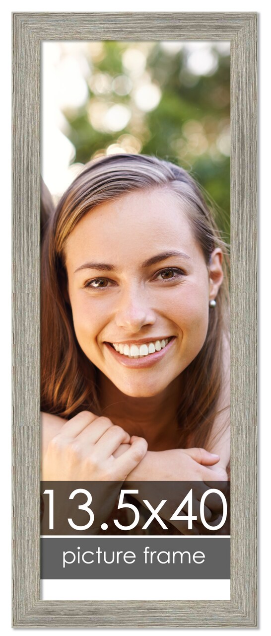 13.5x40 Wide Barnwood Picture Frame with UV-Resistant Acrylic & Acid Free Backing, Available in 6 Paint Finishes - Grey, Brown, White, and Black